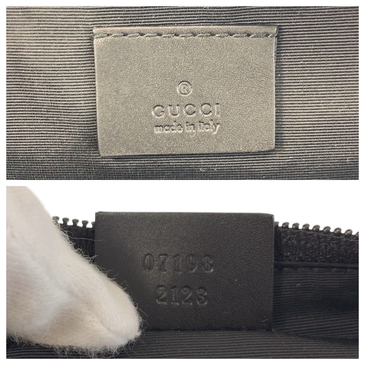 GUCCI Handbag 07198 GG canvas, leather Black SilverMetal Handbag accessory pouch Women Used Authentic