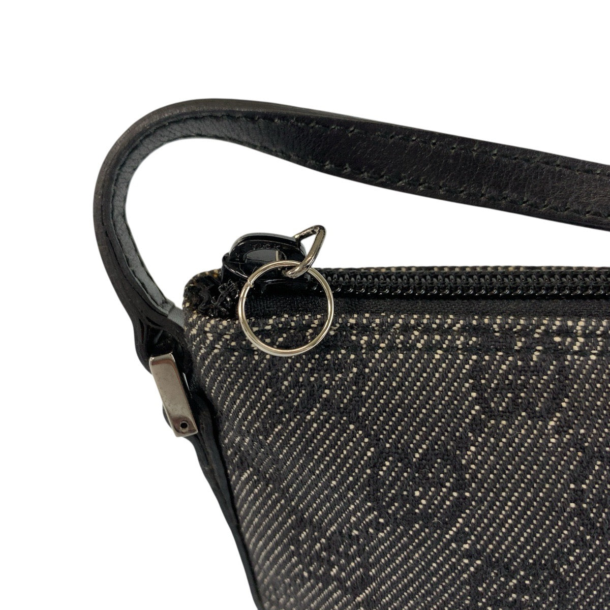 GUCCI Handbag 07198 GG canvas, leather Black SilverMetal Handbag accessory pouch Women Used Authentic