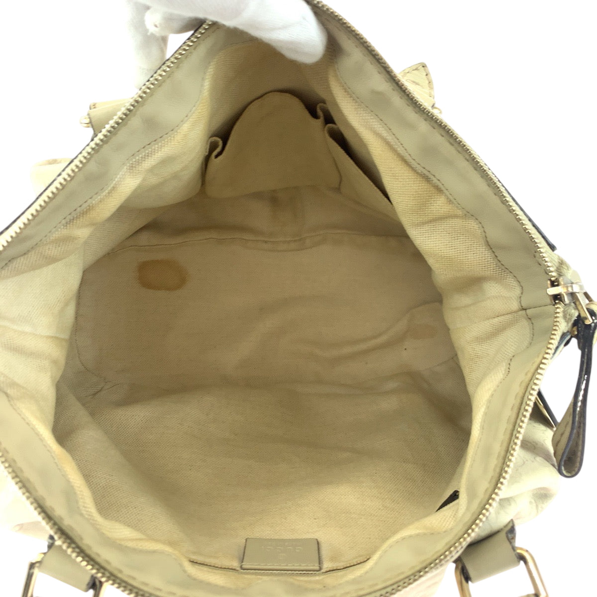 GUCCI Shoulder Bag 247902 leather Ivory Gold Metal Shoulder Bag Handbag 2way Guccisima Sukey Women Used Authentic