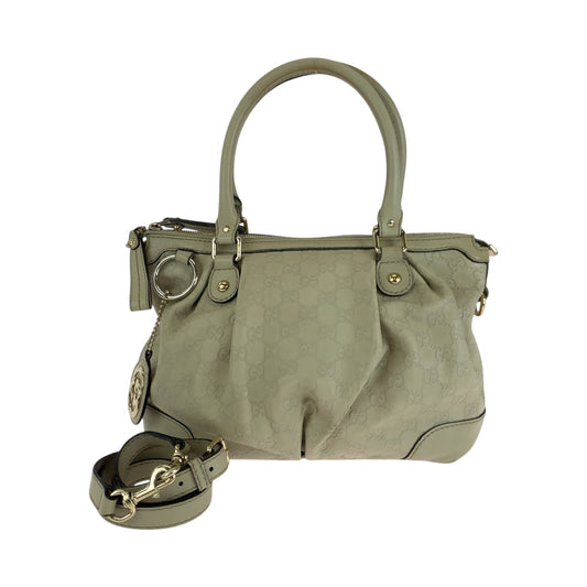 GUCCI Shoulder Bag 247902 leather Ivory Gold Metal Shoulder Bag Handbag 2way Guccisima Sukey Women Used Authentic