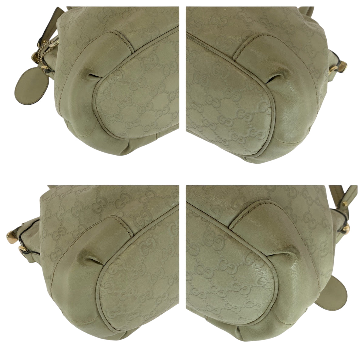 GUCCI Shoulder Bag 247902 leather Ivory Gold Metal Shoulder Bag Handbag 2way Guccisima Sukey Women Used Authentic