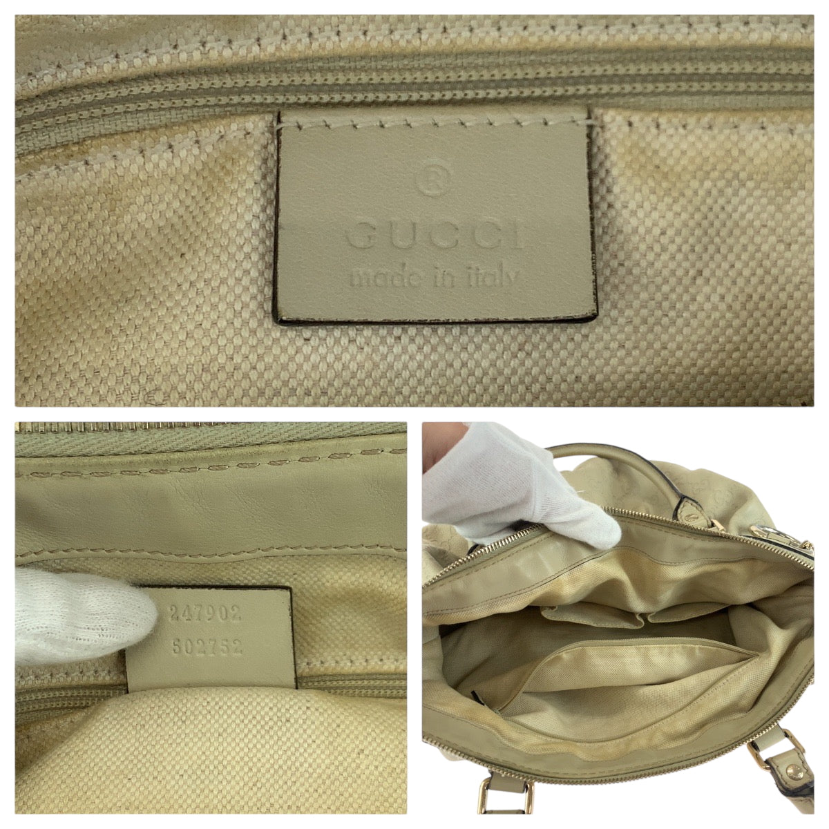 GUCCI Shoulder Bag 247902 leather Ivory Gold Metal Shoulder Bag Handbag 2way Guccisima Sukey Women Used Authentic