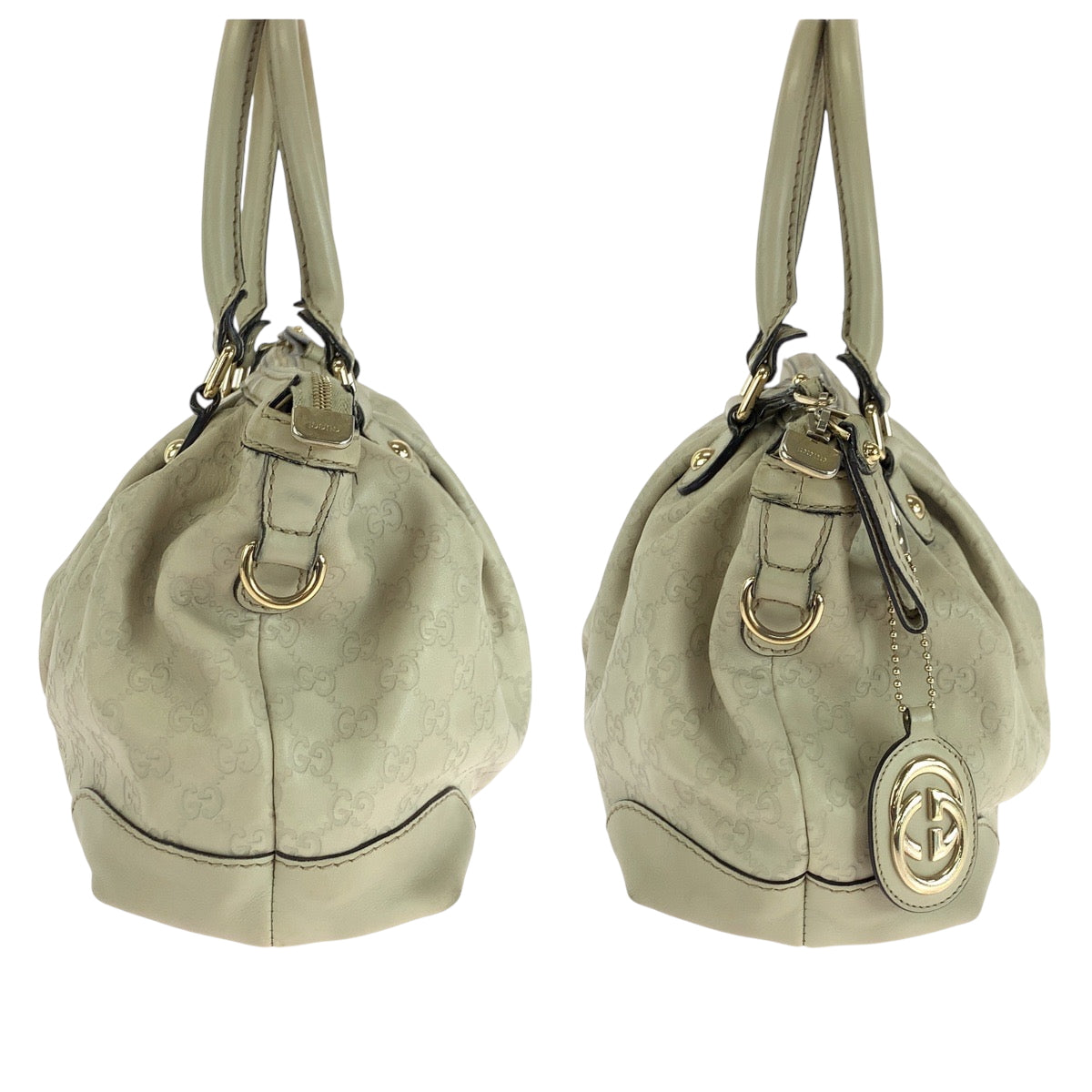 GUCCI Shoulder Bag 247902 leather Ivory Gold Metal Shoulder Bag Handbag 2way Guccisima Sukey Women Used Authentic