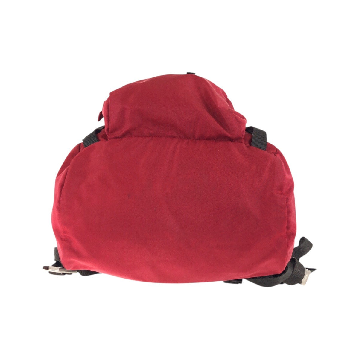 PRADA Backpack Nylon Red Khaki SilverMetal Backpack Daypack Test Triangle With logo mens Used Authentic