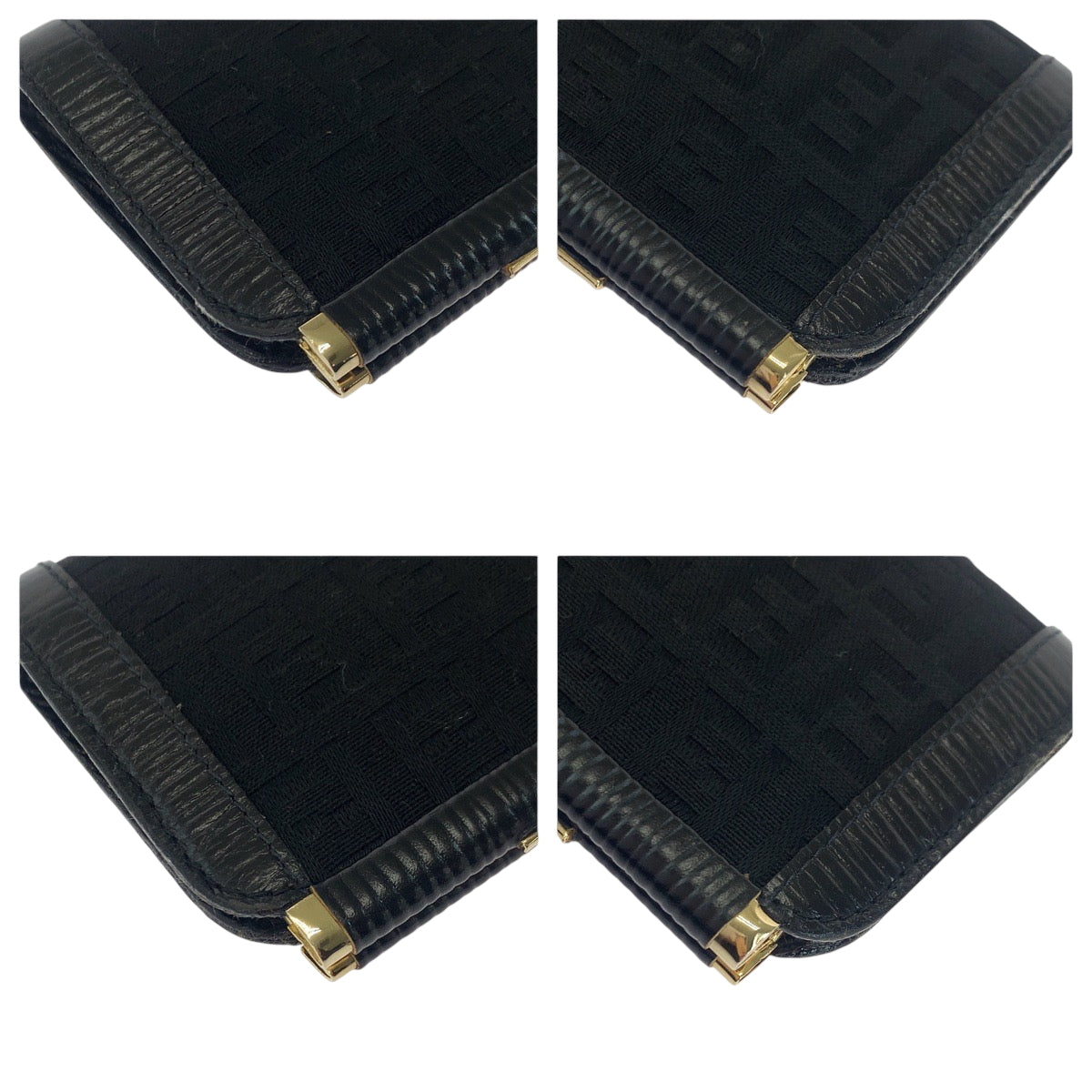 FENDI Coin case canvas Black GoldMetal Coin case compact wallet Zucca Women Used Authentic