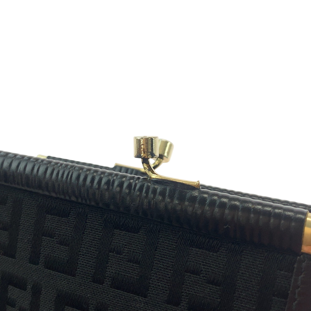 FENDI Coin case canvas Black GoldMetal Coin case compact wallet Zucca Women Used Authentic