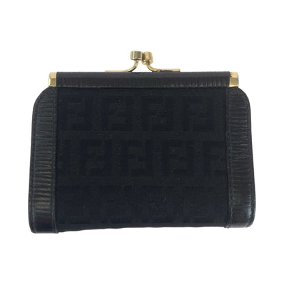 FENDI Coin case canvas black Coin case compact wallet Zucca Women Used Authentic