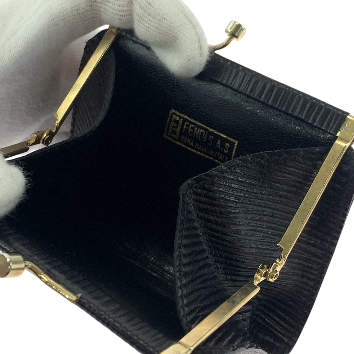 FENDI Coin case canvas black Coin case compact wallet Zucca Women Used Authentic