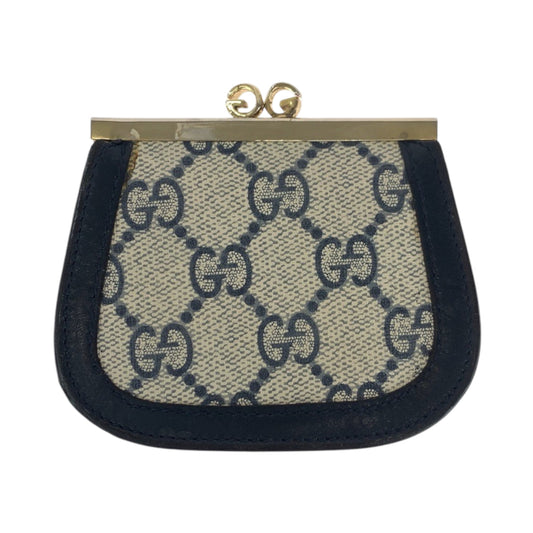 GUCCI Coin case GG Supreme Canvas Navy Coin case compact wallet Old Gucci Women Used Authentic