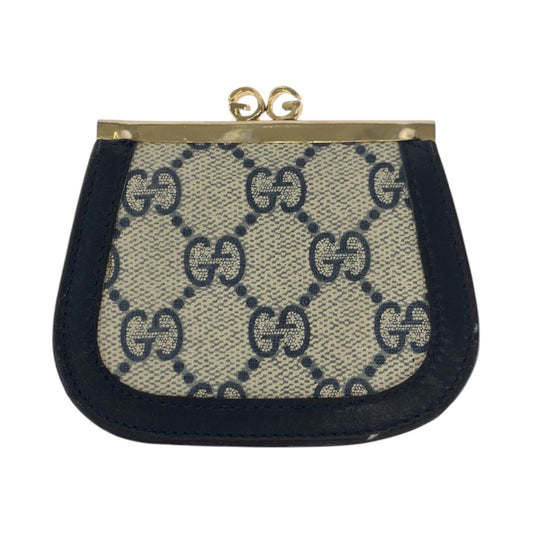 GUCCI Coin case GG Supreme Canvas Navy Coin case compact wallet Old Gucci Women Used Authentic