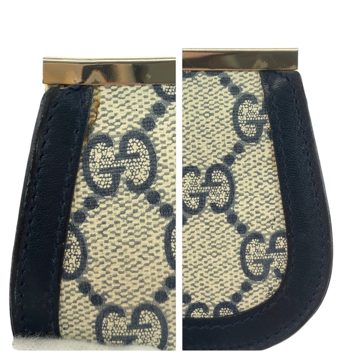 GUCCI Coin case GG Supreme Canvas Navy Coin case compact wallet Old Gucci Women Used Authentic