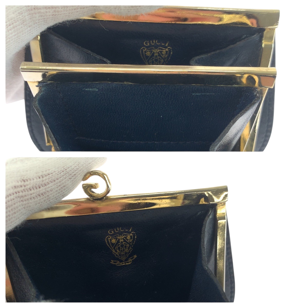 GUCCI Coin case GG Supreme Canvas Navy Coin case compact wallet Old Gucci Women Used Authentic