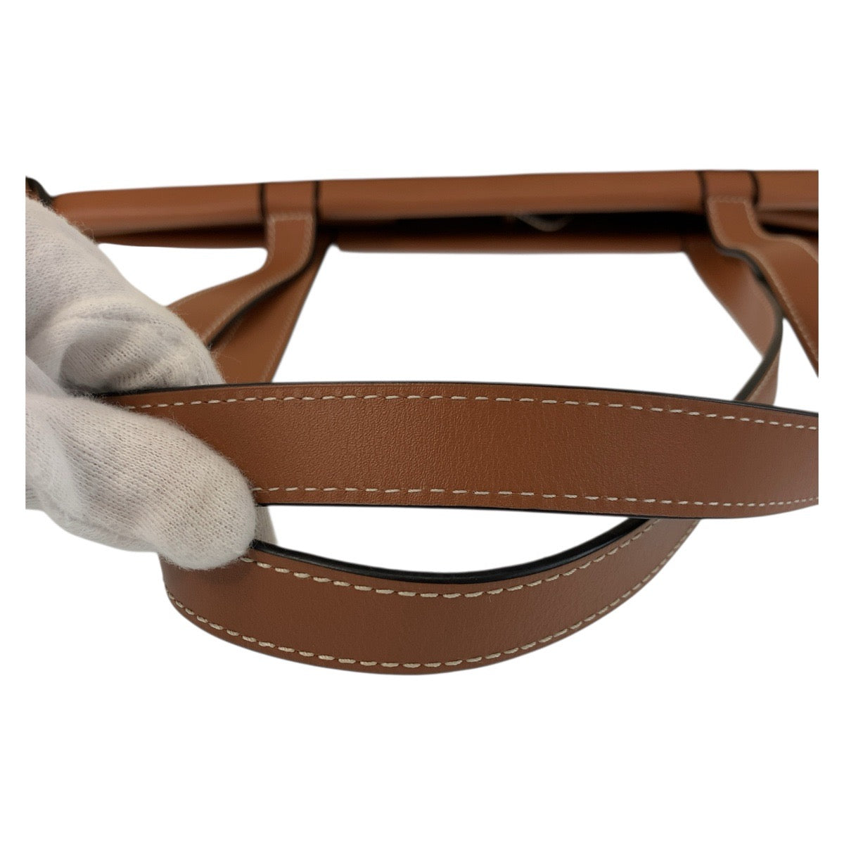 LOEWE Tote Bag Canvas, Leather Beige brown Tote Bag Shoulder Bag anagram Cushion tote Women Used Authentic