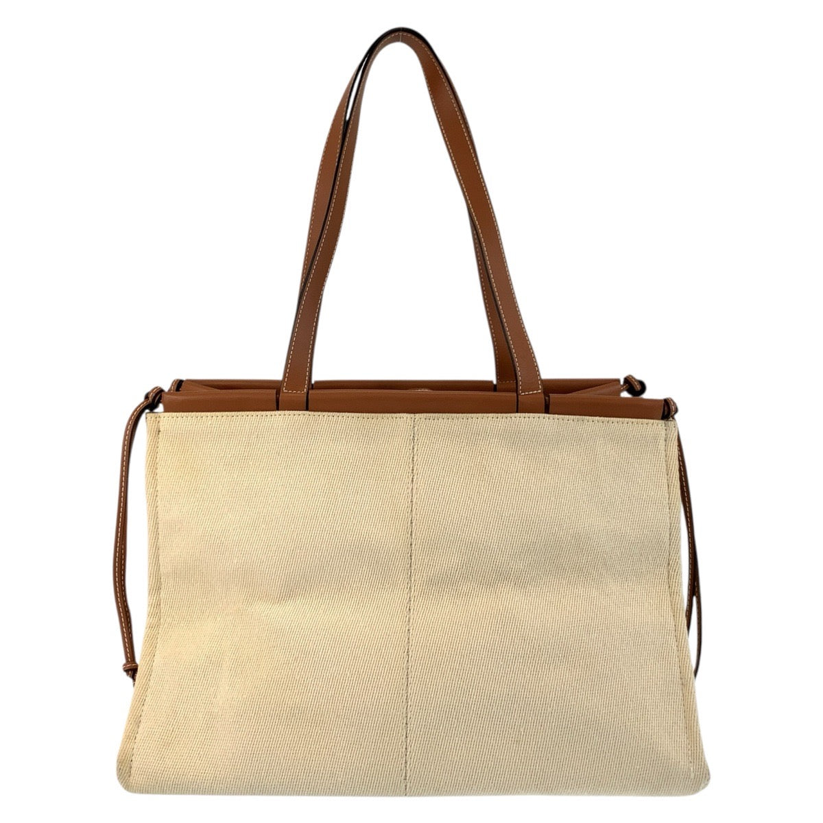 LOEWE Tote Bag Canvas, Leather Beige brown Tote Bag Shoulder Bag anagram Cushion tote Women Used Authentic