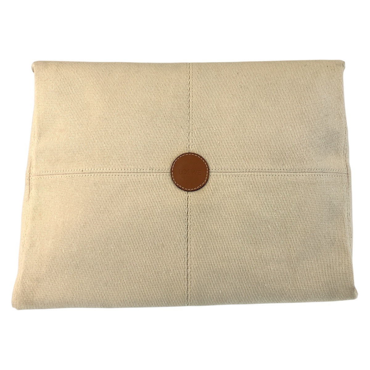 LOEWE Tote Bag Canvas, Leather Beige brown Tote Bag Shoulder Bag anagram Cushion tote Women Used Authentic