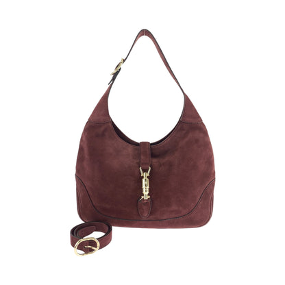 GUCCI Shoulder Bag 277520 Suede Bordeaux Gold Metal New Jackie
