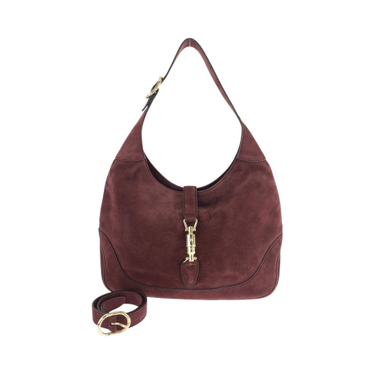GUCCI Shoulder Bag 277520 Suede Bordeaux Gold Metal New Jackie