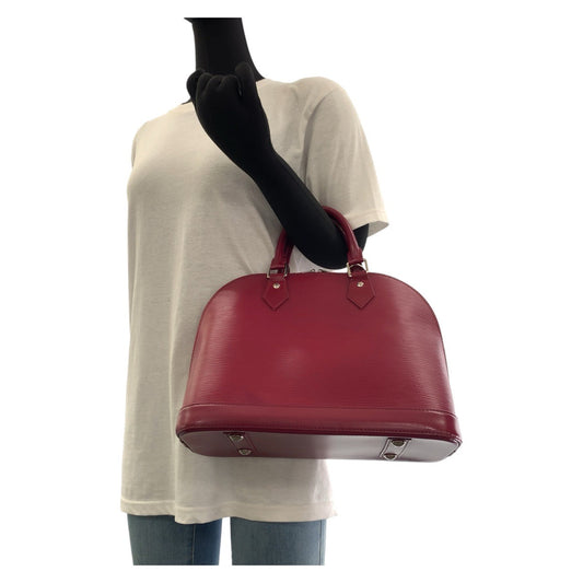 LOUIS VUITTON Handbag M40490 leather Fuchsia Wine Red Bordeaux SilverMetal Epi Alma Women Used Authentic