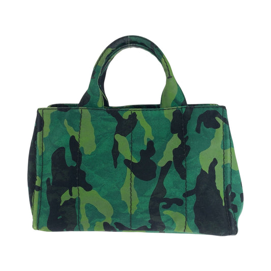 PRADA Tote Bag B2642B canvas Green Multicolor SilverMetal Shoulder Bag Tote Bag 2way Canapa Camouflage Pattern logo Women Used Authentic