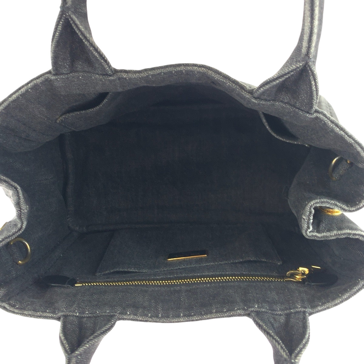 PRADA Tote Bag 1BG439 canvas Black GoldMetal Shoulder Bag Tote Bag 2way Canapa logo Women Used Authentic