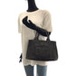 PRADA Tote Bag 1BG439 canvas Black GoldMetal Shoulder Bag Tote Bag 2way Canapa logo Women Used Authentic