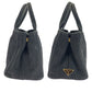 PRADA Tote Bag 1BG439 canvas Black GoldMetal Shoulder Bag Tote Bag 2way Canapa logo Women Used Authentic