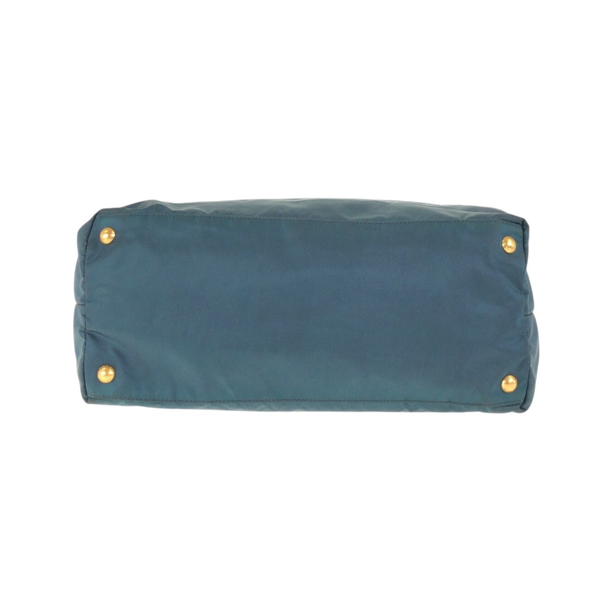 PRADA Tote Bag Nylon, Leather Green Navy Gold Metal Tote Bag Shoulder Bag 2way Test Triangle With logo Women Used Authentic