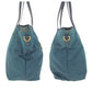 PRADA Tote Bag Nylon, Leather Green Navy Gold Metal Tote Bag Shoulder Bag 2way Test Triangle With logo Women Used Authentic