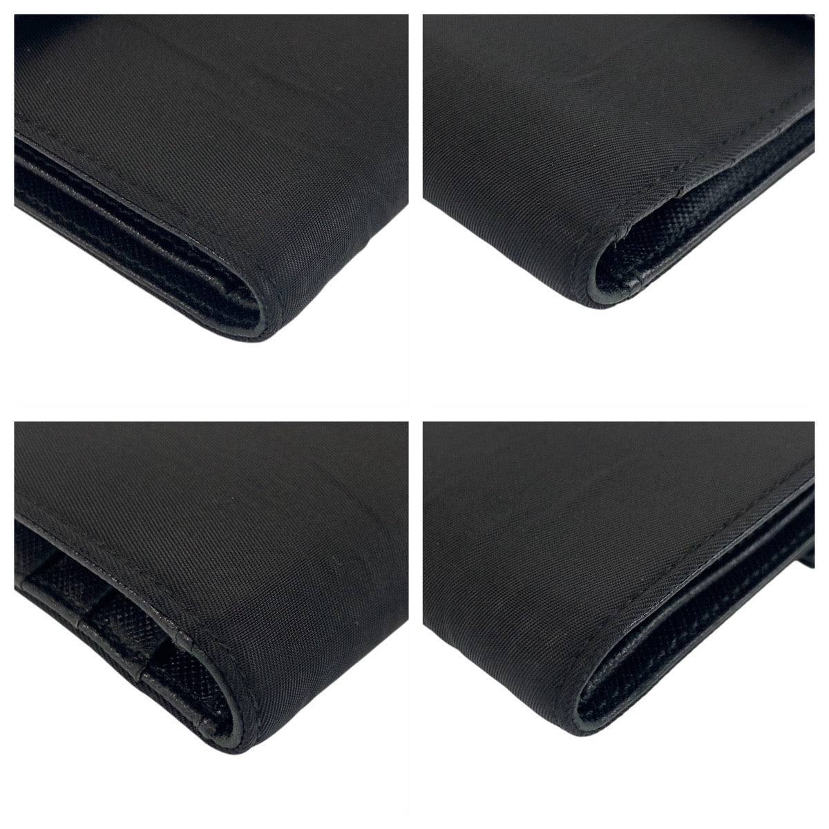 PRADA Tri-fold wallet Nylon Black SilverMetal Folding wallet Compact wallet Test Triangle With logo Women Used Authentic