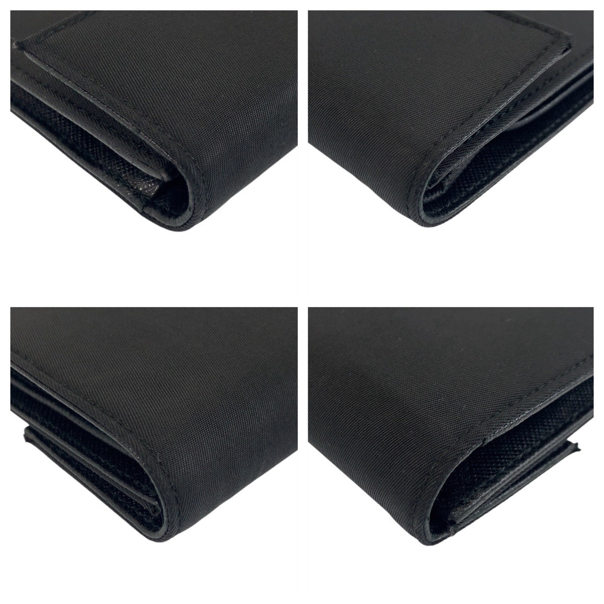 PRADA Tri-fold wallet Nylon Black SilverMetal Folding wallet Compact wallet Test Triangle With logo Women Used Authentic