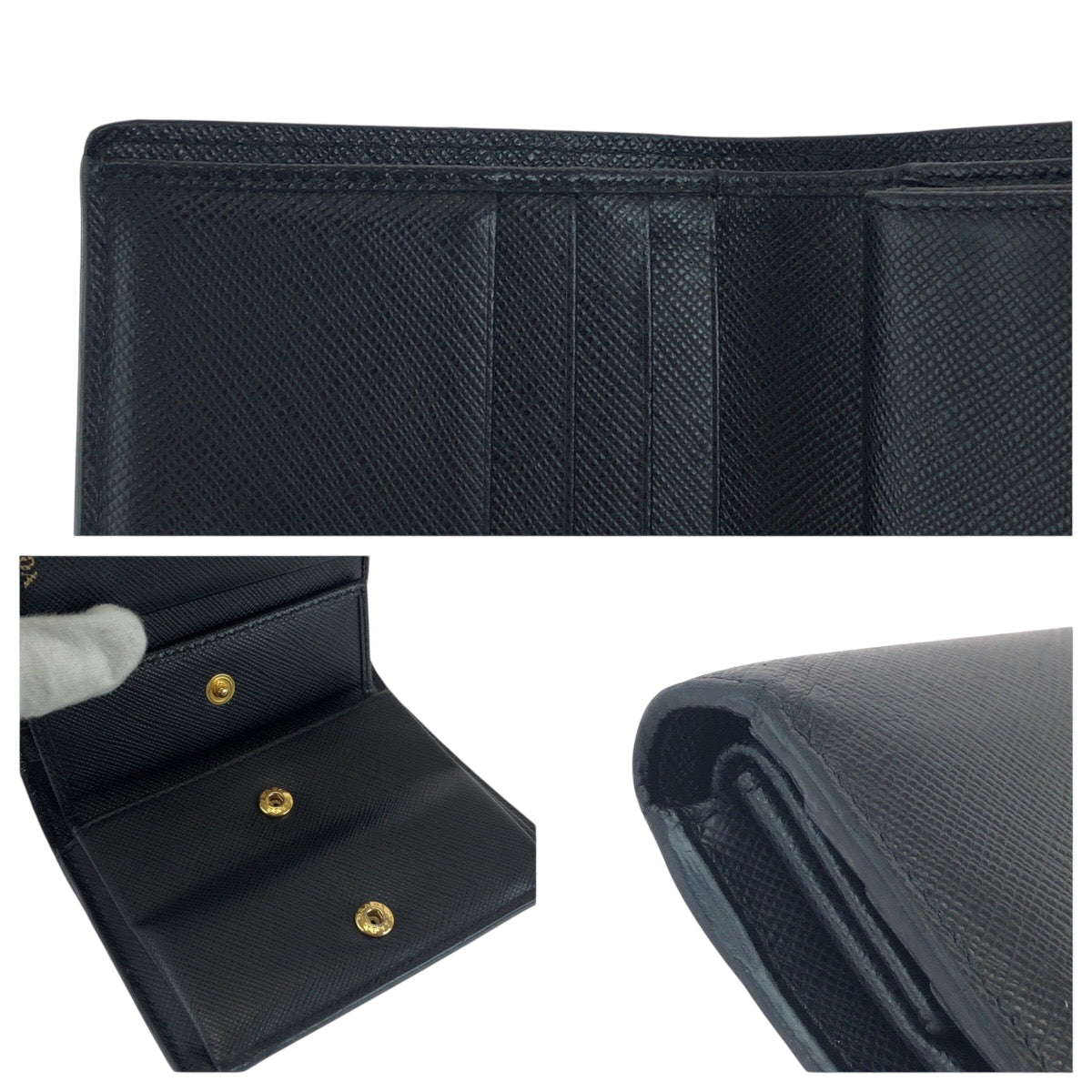 PRADA Bifold Wallet 1MV204 leather black Saffiano Shine logo