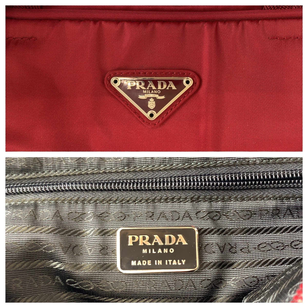 PRADA Tote Bag Nylon Wine Red Bordeaux SilverMetal Tote Bag handbag Test Triangle With logo Women Used Authentic