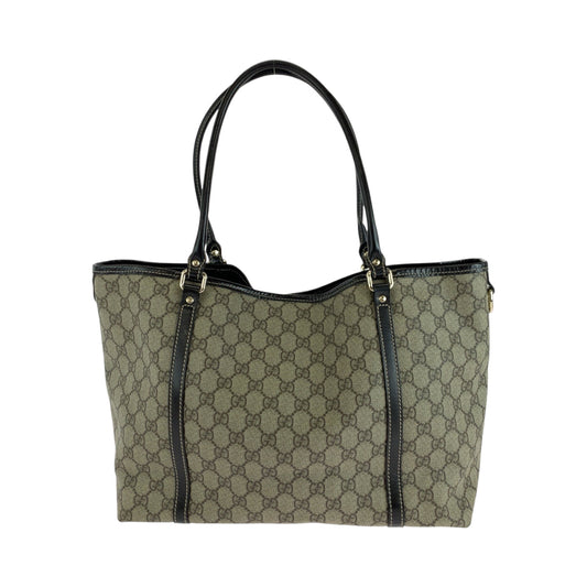 GUCCI Tote Bag 197953 GG Supreme Canvas Beige Brown Gold Metal Tote Bag Shoulder Bag Women Used Authentic