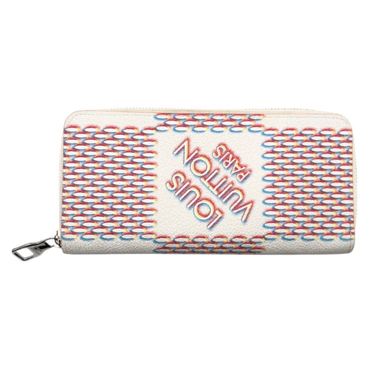 LOUIS VUITTON Long Wallet Purse M81403 leather White multicolor damier spray Zippy Wallet Vertical