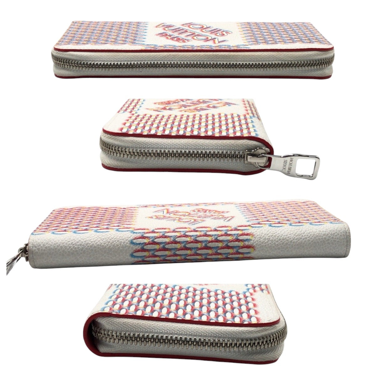 LOUIS VUITTON Long Wallet Purse M81403 leather White multicolor damier spray Zippy Wallet Vertical
