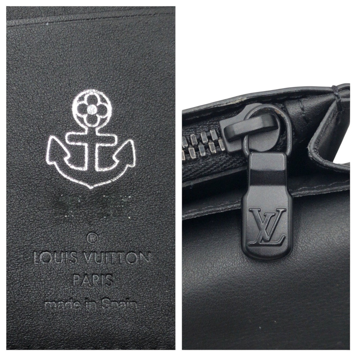 LOUIS VUITTON Long Wallet Purse M69038 leather black monogram shadow Portefeuille Plaza