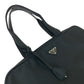 PRADA Shoulder Bag Nylon Black SilverMetal Shoulder Bag Tote Bag Test Triangle With logo Women Used Authentic