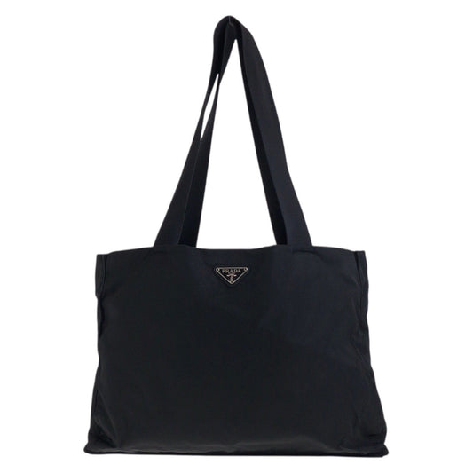 PRADA Tote Bag Nylon Black SilverMetal Test Triangle With logo