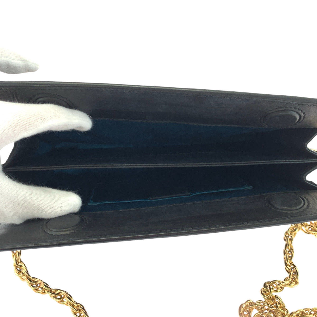GUCCI Shoulder Bag 503877 Suede Black GoldMetal ChainShoulder Bag Pochette Sherry line Women Used Authentic