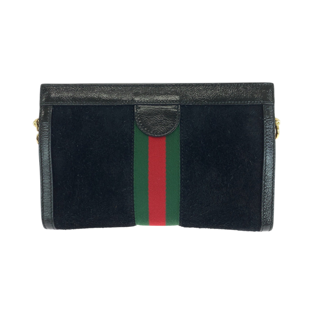 GUCCI Shoulder Bag 503877 Suede Black GoldMetal ChainShoulder Bag Pochette Sherry line Women Used Authentic