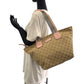 GUCCI Tote Bag 131230 GG canvas Beige Pink Blue Gold Metal Tote Bag Shoulder Bag Women Used Authentic