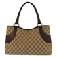 GUCCI Tote Bag 113015 GG canvas, leather Beige brown Tote Bag Shoulder Bag Women Used Authentic