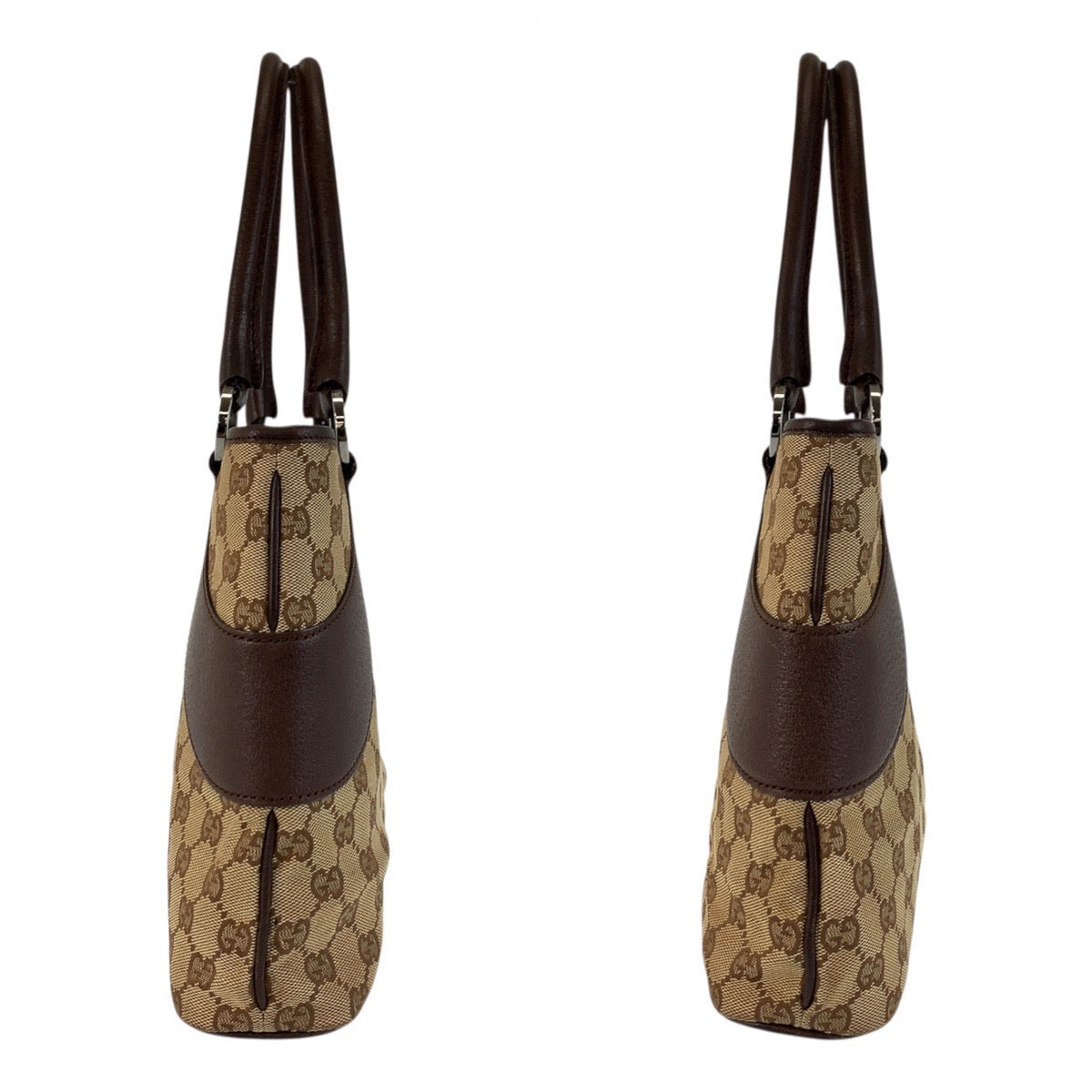 GUCCI Tote Bag 113015 GG canvas, leather Beige brown Tote Bag Shoulder Bag Women Used Authentic