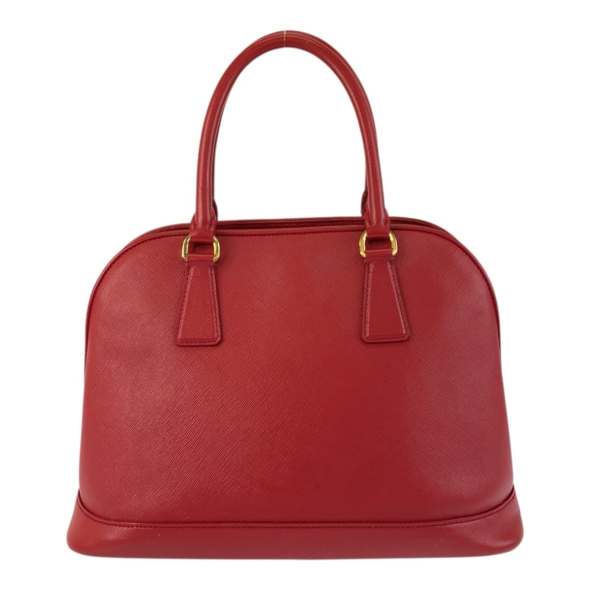 PRADA Handbag leather Red Gold Metal Safiano Promenade Women Used Authentic