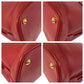PRADA Handbag leather Red Gold Metal Safiano Promenade Women Used Authentic