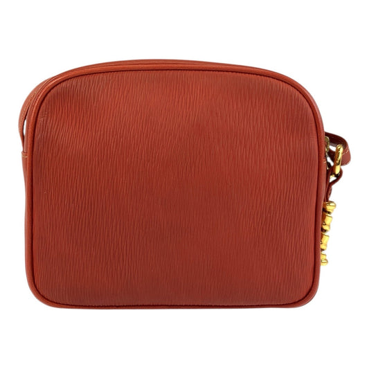 LOEWE Shoulder Bag leather Orange GoldMetal Shoulder Bag pochette Velazquez Women Used Authentic