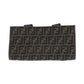 FENDI Tote Bag Canvas, Leather Brown Silver Metal Tote Bag handbag Zucca folding Women Used Authentic