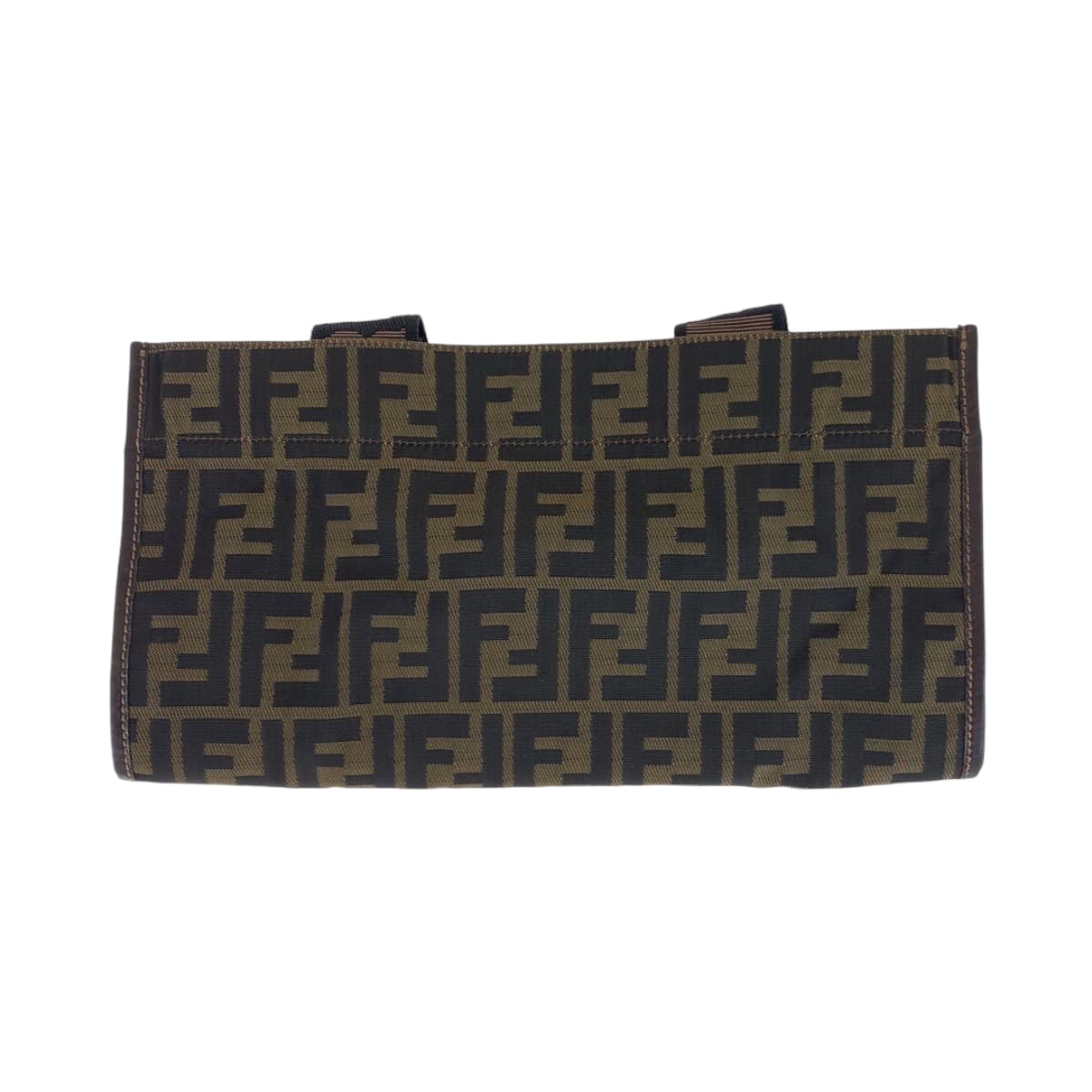 FENDI Tote Bag Canvas, Leather Brown Silver Metal Tote Bag handbag Zucca folding Women Used Authentic