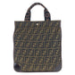 FENDI Tote Bag Canvas, Leather Brown Silver Metal Tote Bag handbag Zucca folding Women Used Authentic