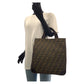 FENDI Tote Bag Canvas, Leather Brown Silver Metal Tote Bag handbag Zucca folding Women Used Authentic